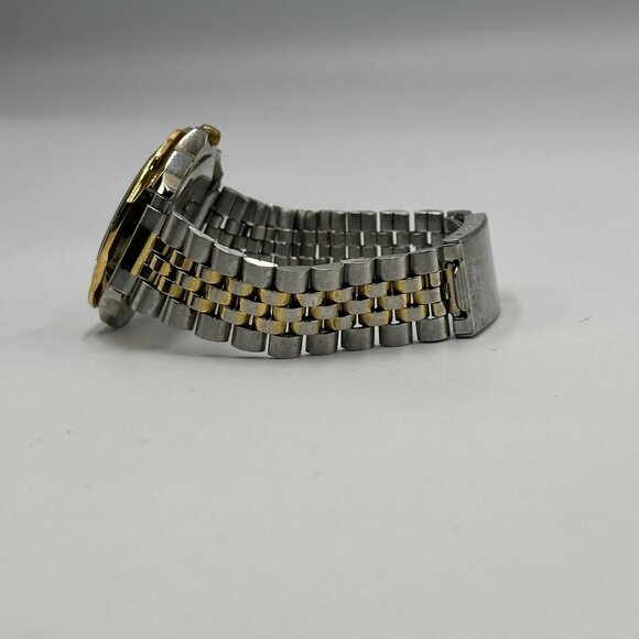 Vintage Guess Moon Phase Watch Men Silver Gold Two-Tone Blue Dial New Battery - Picture 8 of 12